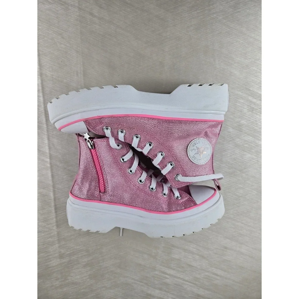 Converse Chuck Taylor All Star Lugged Pink Glitter High Top Platform Sneakers